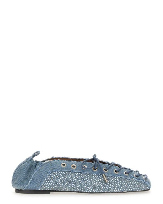 Ganni Blue Laceup Ballerina Sandal