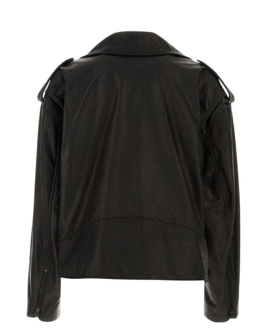 Balenciaga Black Leather Oversize Jacket for men