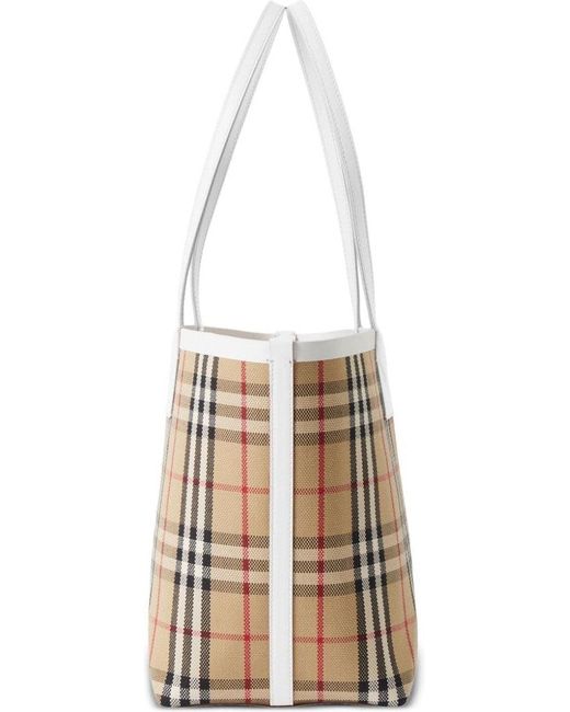 Burberry Natural Check Motif Small Tote Bag