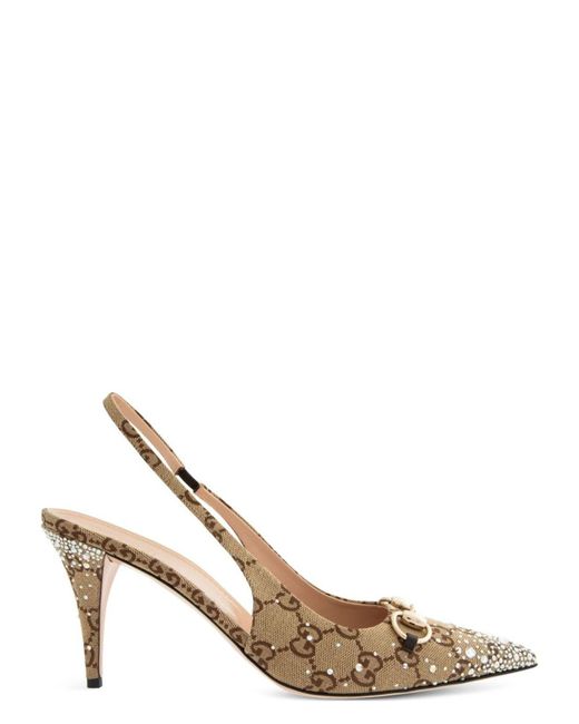 Gucci Metallic Gg Slingback Pumps