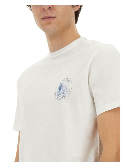 Woolrich White T-Shirt With Print for men