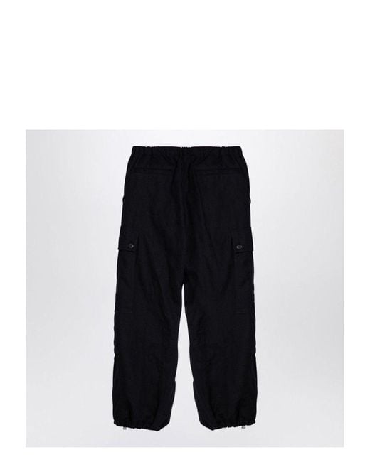 Dries Van Noten Black Cargo Trousers With Drawstring for men