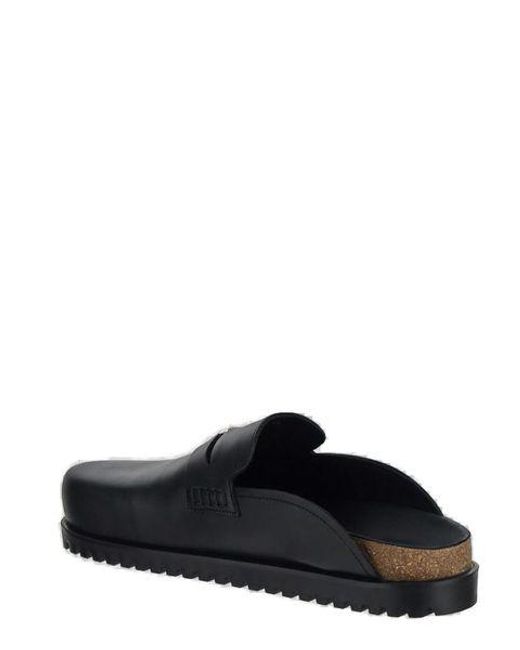 Versace Leather Logo Embellished Sandals in Black for Men | Lyst