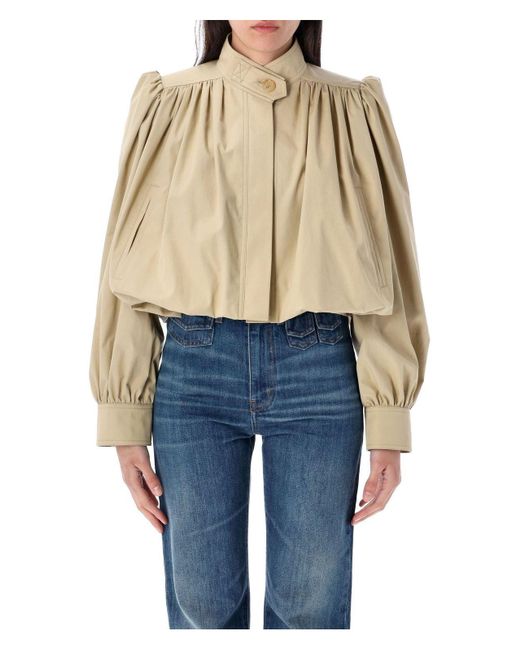 Chloé Blue Cropped Trench Jacket Look 41