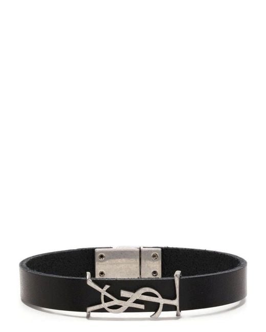 Saint Laurent White Ysl Bracciale Vegetal Browny Bracelet for men
