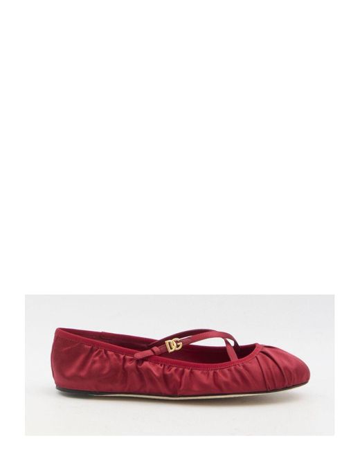 Dolce & Gabbana Red Satin Ballerinas