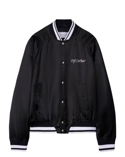 Off-White c/o Virgil Abloh Black Satin Bomber Jacket for men