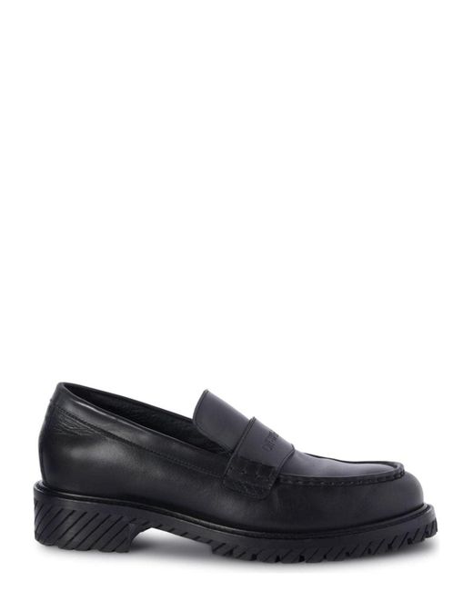 Off-White c/o Virgil Abloh Black Military Leather Loafers for men