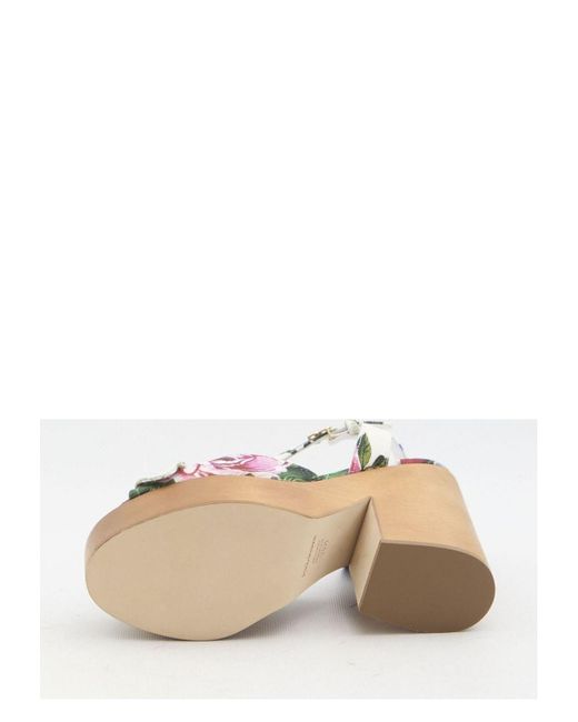 Dolce & Gabbana White Jacquard Platform Sandals