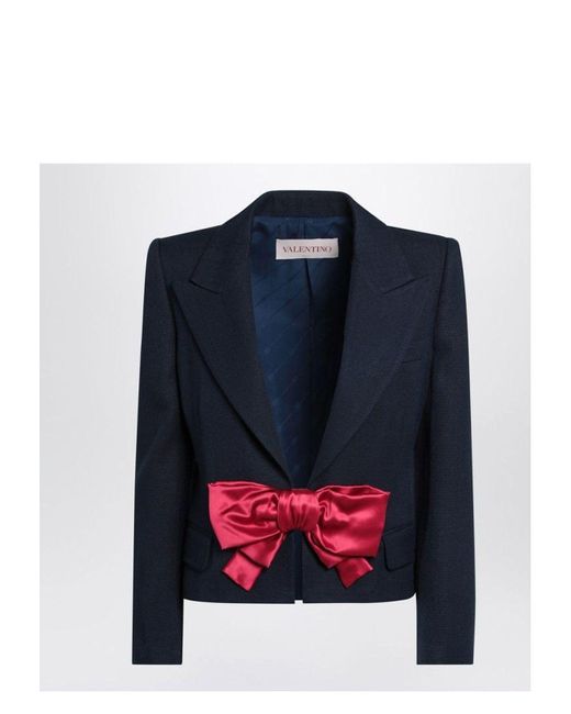 Valentino Blue Viscose Jacket With Bow