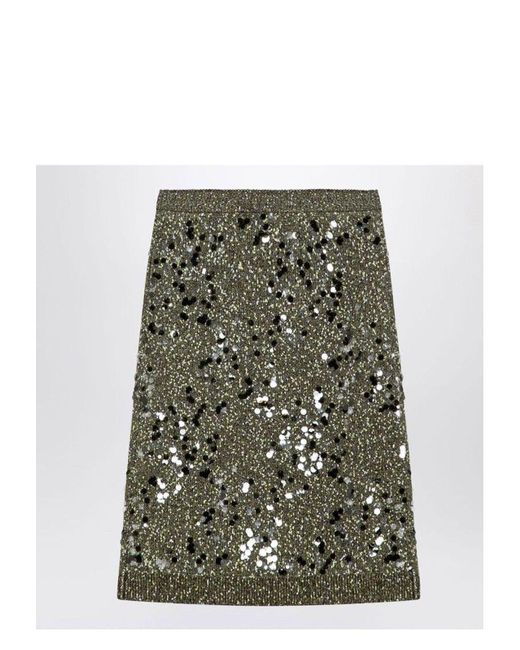 Gucci Green 'Dark Viscose And Tweed Blend Skirt