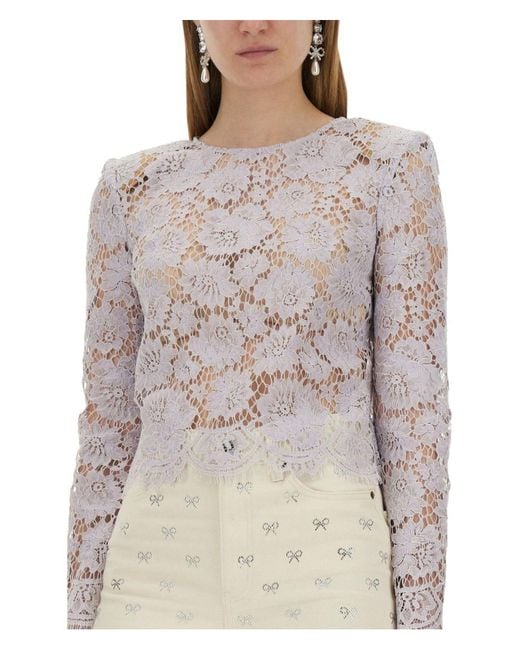 Self-Portrait Purple Lace Blouse Top