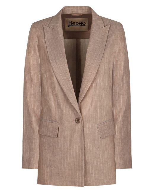 Herno Brown Single-Breasted One Button Jacket