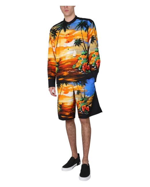 Dolce & Gabbana Orange Hawaii Print Shirt for men