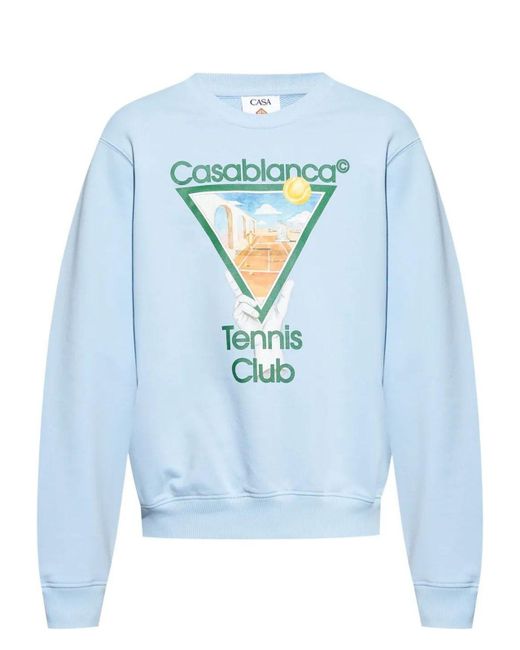 Casablanca Blue Metaphysical Tennis Icon Printed Sweatsh for men