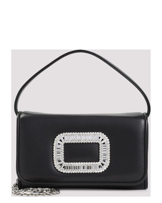 Roger Vivier Black Leather Micro Pilgrim Bag