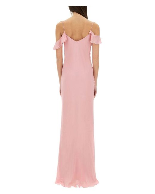 Self-Portrait Pink Georgette Flower Maxi Dress