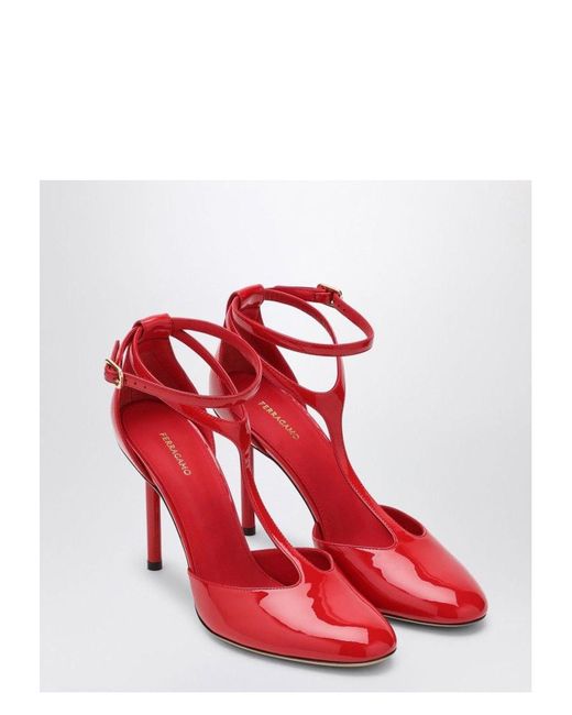 Ferragamo Red Pump T-Strap