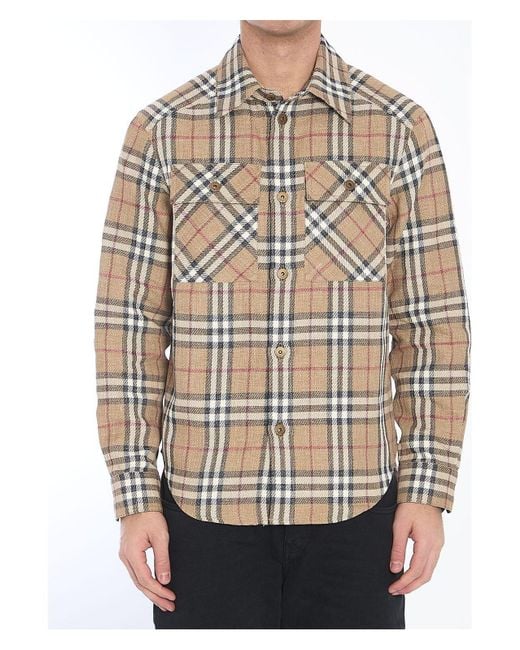 Burberry Gray Check Overshirt for men