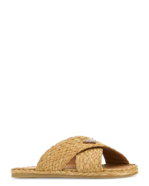 Prada Multicolor Raffia Slippers Sandal
