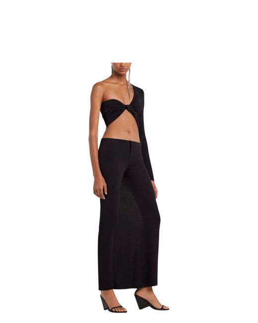Courreges Black Crop Top Twist Asymetrical Jersey