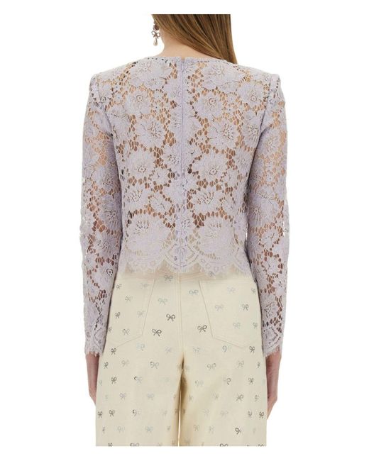 Self-Portrait Purple Lace Blouse Top