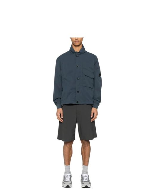 C P Company Blue Button Hooded Jacket for men