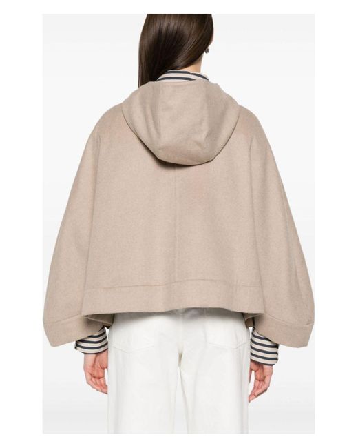 Max Mara Natural Wool Hooded Cape