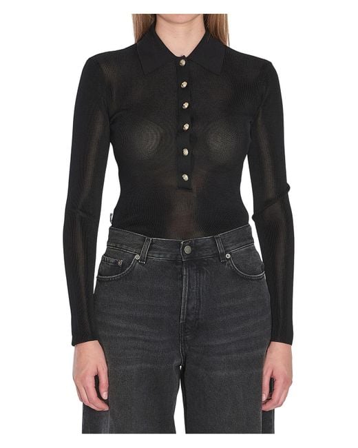 Self-Portrait Black Knit Bodysuit
