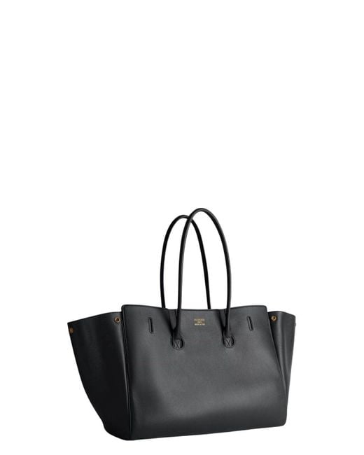 Balenciaga Black Leather Medium Carry All Bel Air Shopping Bag