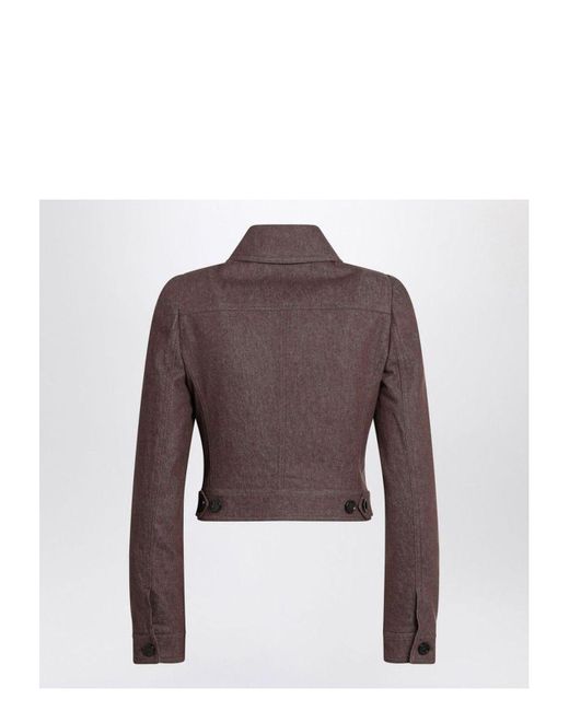 ブルゾン MAX MARA CROPPED BROWN DENIM-EFFECT JACKET Max Mara Cropped brown denim-effect jacket | TheDoubleF