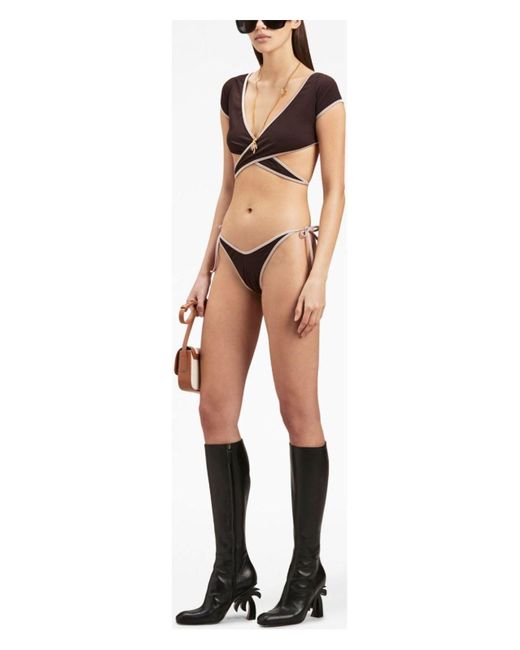 Palm Angels Red Cap-Sleeves Bikini Top