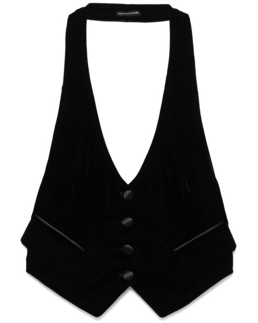 Tom Ford Black Velvet Tuxedo Open Back Waistcoat