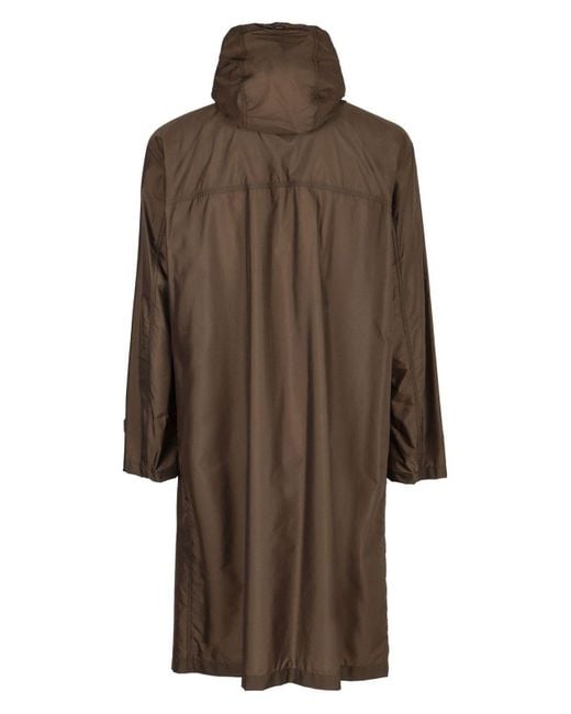 Herno Brown Hooded Techno Fabric Raincoat for men