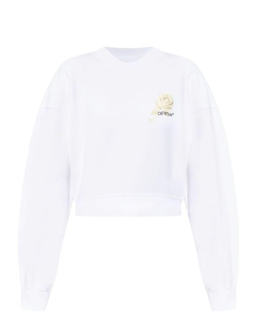 Off-White c/o Virgil Abloh White Roses Arrows Cropped Sweatshirt