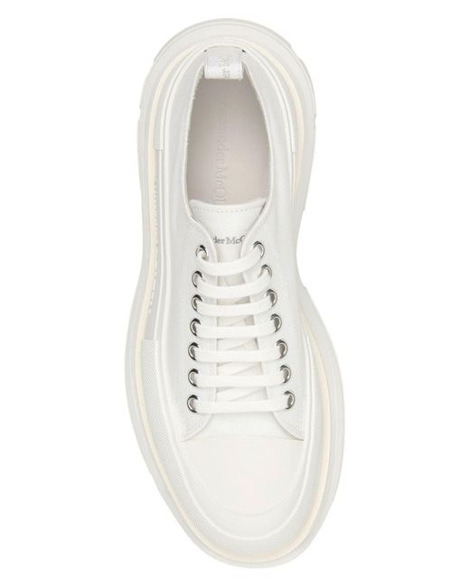 Alexander McQueen White Canvas Tread Slick Sneakers