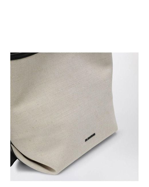 Jil Sander White Folded Canvas Small Tote Bag