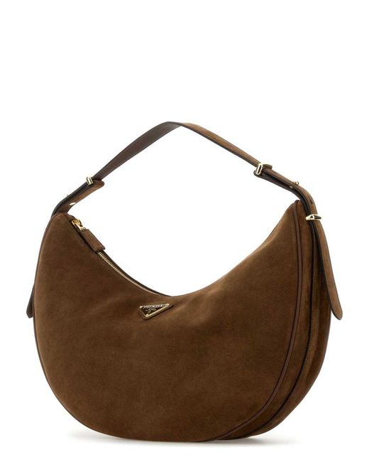 Prada Brown Suede Big Arquã¨ Handbag