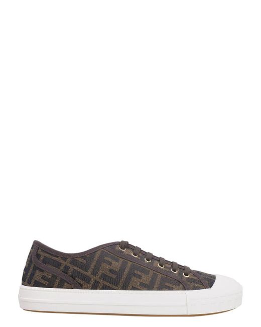 スニーカー FENDI EMBROIDERED CANVAS DOMINO SNEAKERS Fendi Embroidered Canvas Domino Sneakers for Men | Lyst