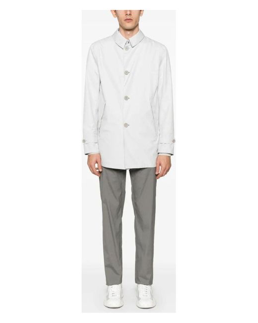 Herno White Woven Raincoat for men