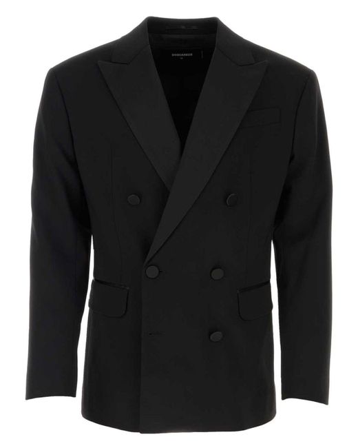 DSquared² Black Stretch Wool Dan Db Blazer
