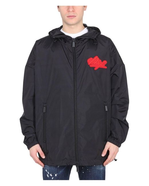 DSquared² Blue Jacket With Logo Patch for men