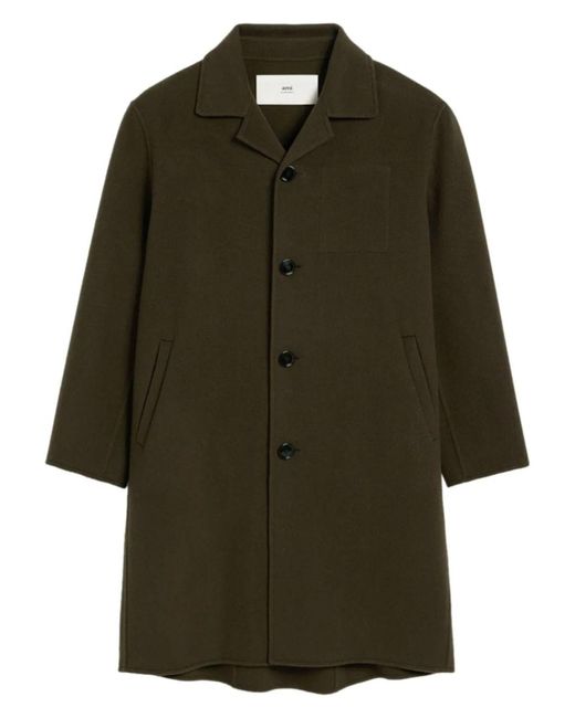 AMI Green De Coeur Single-Breasted Car Coat for men