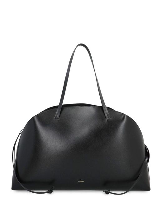 Jil Sander Black Grande Leather Shoulder Bag
