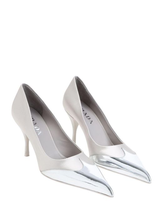 Prada White Satin Pumps