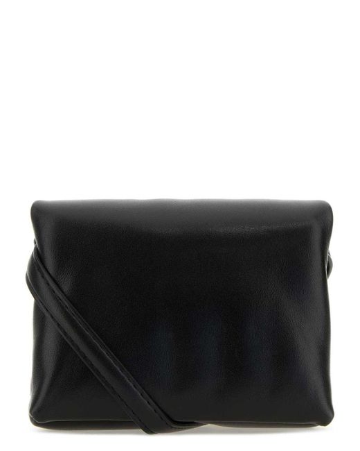 Marni Black Leather Mini Prisma Clutch