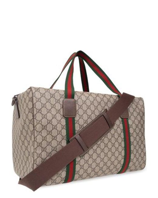 Gucci Brown Medium Duffle Bag With Web Detail for men