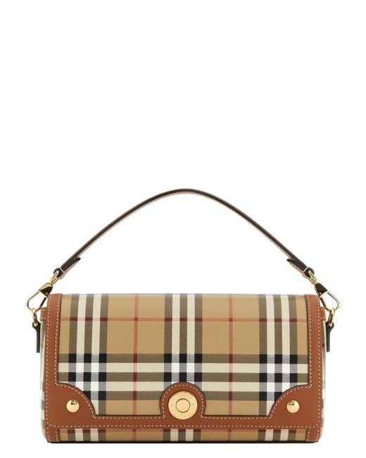 ハンドバッグ BURBERRY PRINTED CANVAS NOTE HANDBAG Burberry Printed Canvas And Leather Note Handbag in Metallic