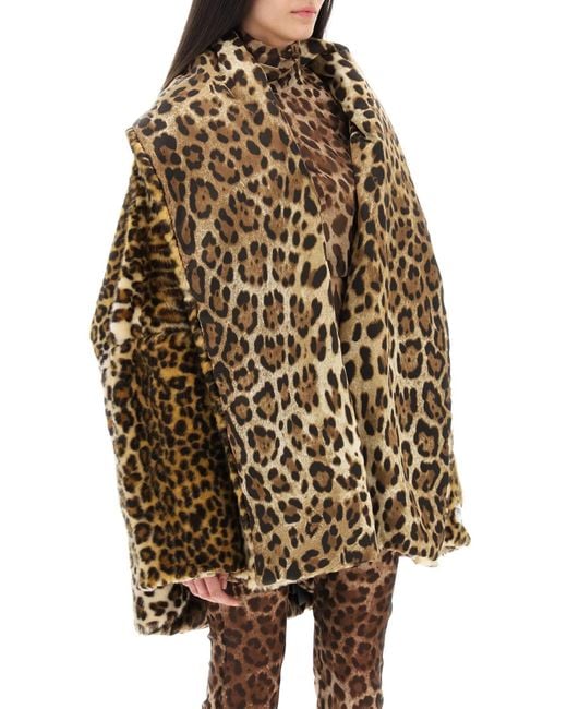 Leopard Print Faux Fur Hat in Multicoloured - Dolce Gabbana Kids