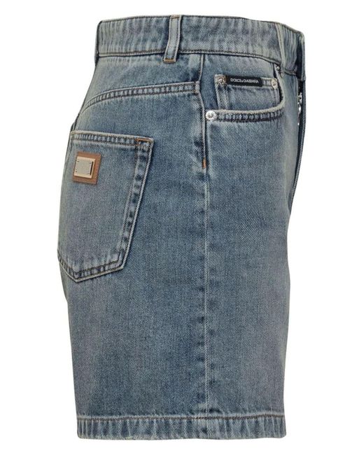 Dolce & Gabbana Blue Thigh Length Denim Shorts